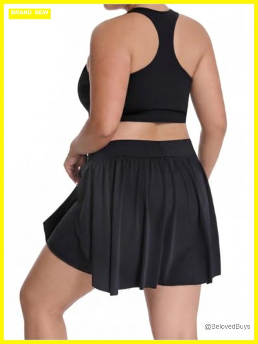 Plus Size Knee Length Skort with Built-in Shorts, High Waisted Pleated Athletic
